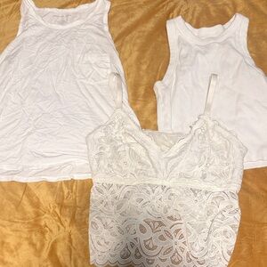 White Lace and Tank Top Set